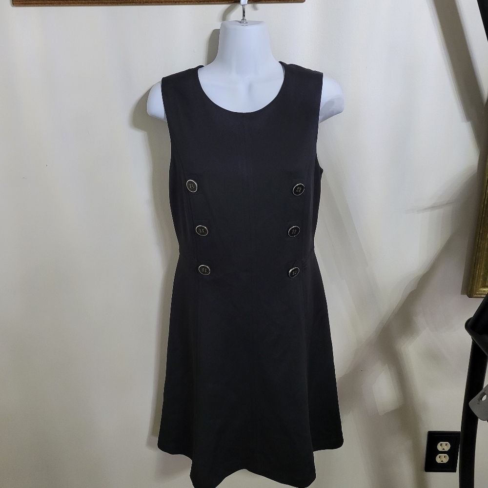 NWT Tommy Hilfiger Black Sleeveless Dress with Black/Gold Buttons Size 10